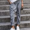 Women's Casual Pants With Pockets Elastic High Waist Harem Trousers Fashion Streetwear Clothing - Image 7